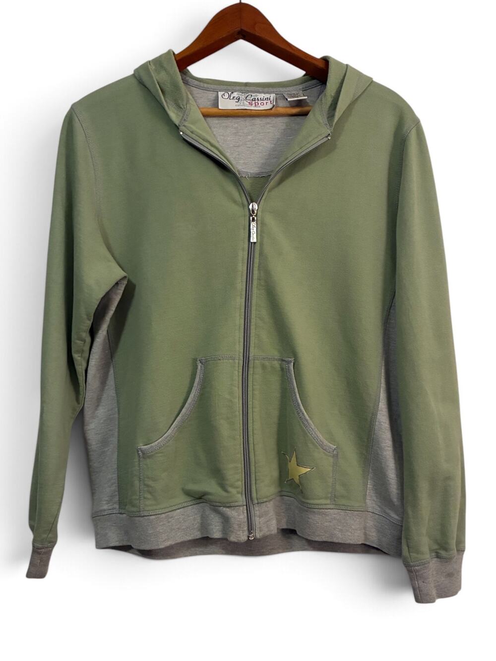 Y2K Late 90s Designer Oleg Cassini Sport Full-Zip Hoodie Knit Sweatshirt